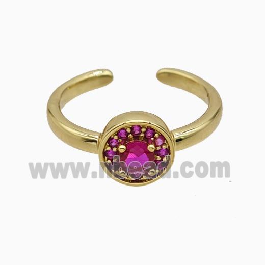 Copper Rings Pave Zirconia Crystal Glass Gold Plated