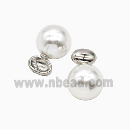 Copper Stud Earrings Pave Resin Platinum Plated