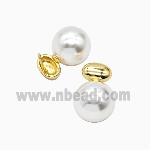 Copper Stud Earrings Pave Resin Gold Plated