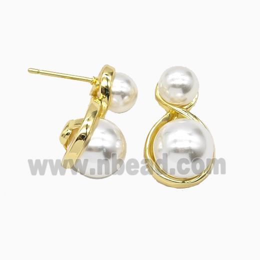 Copper Stud Earrings Pave Resin Gold Plated