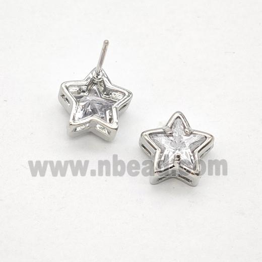 Copper Earring Studs Pave Zircon, Gold Plated