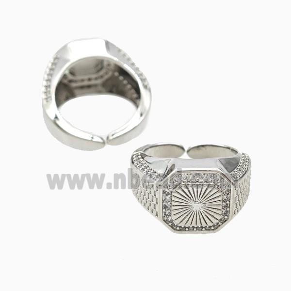 Copper Sun Rings Pave Zirconia Platinum Plated
