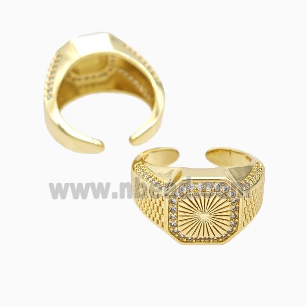 Copper Sun Rings Pave Zirconia 18K Gold Plated