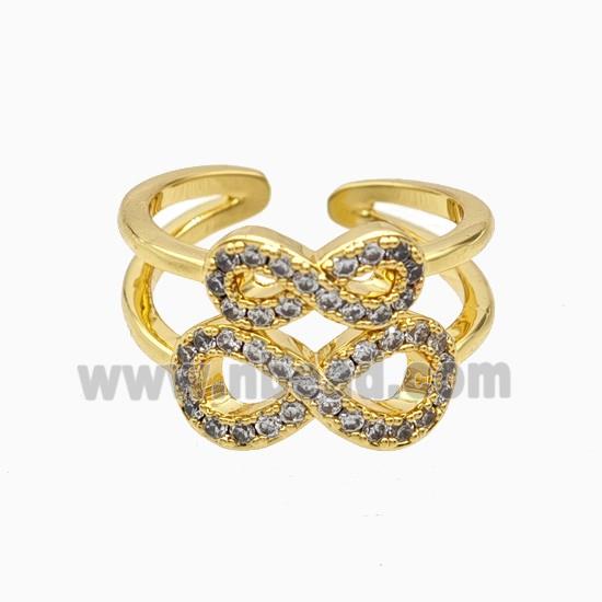 Copper Infinity Rings Pave Zirconia 18K Gold Plated