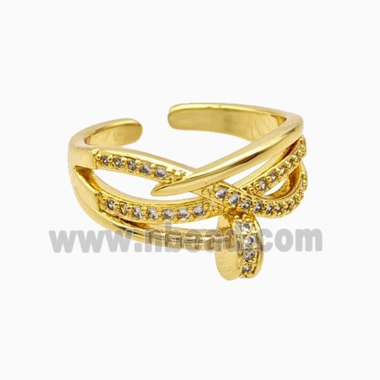 Copper Ring Pave Zircon, Gold Plated
