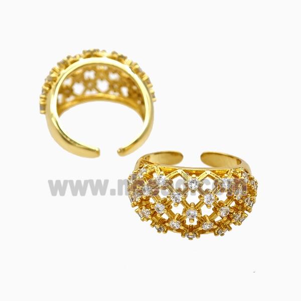 Copper Rings Pave Zirconia Hollow 18K Gold Plated