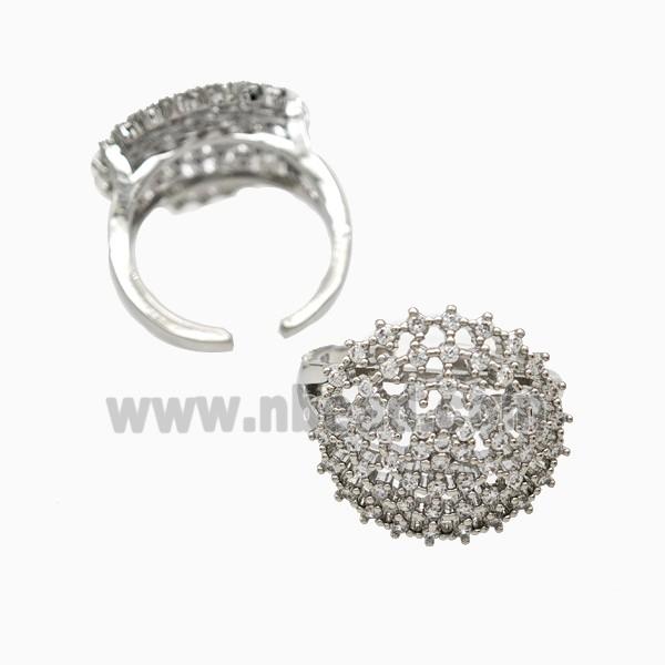 Copper Rings Pave Zirconia Hollow Platinum Plated