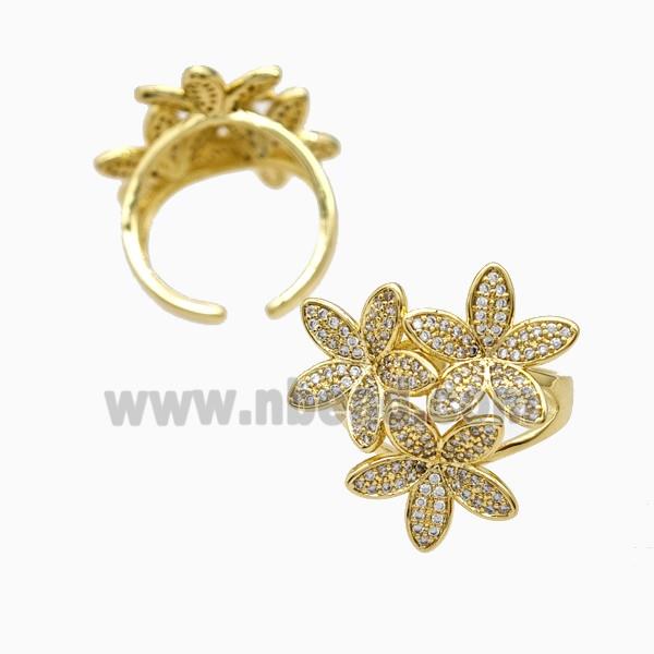 Copper Ring Pave Zircon, Gold Plated