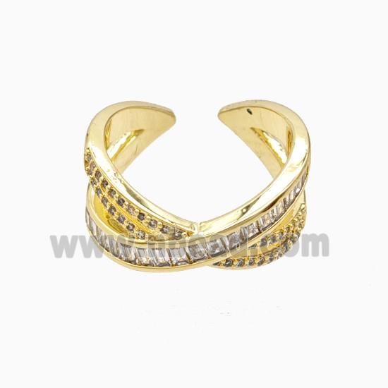 Copper Ring Pave Zircon, Gold Plated
