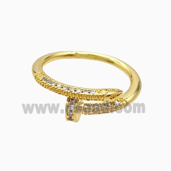 Copper Ring Pave Zircon, Gold Plated