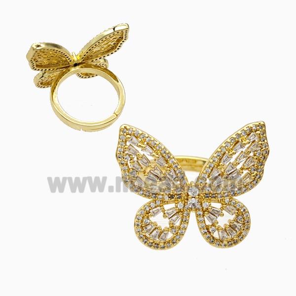 Copper Butterfly Rings Pave Zirconia 18K Gold Plated