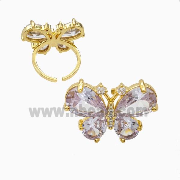 Copper Butterfly Rings Pave Zirconia 18K Gold Plated