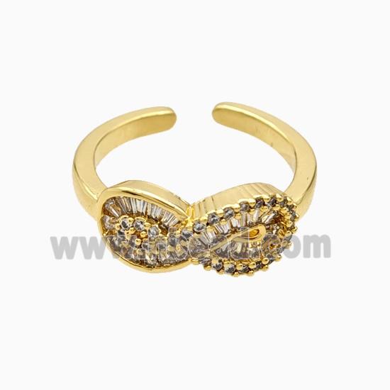Copper Infinity Rings Pave Zirconia 18K Gold Plated