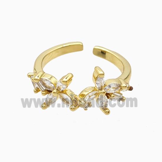 Copper Ring Pave Zircon, Gold Plated