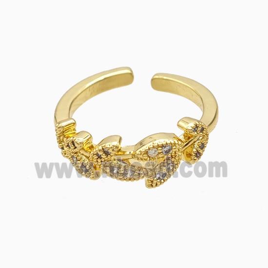 Copper Ring Pave Zircon, Gold Plated