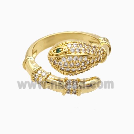 Copper Snake Rings Pave Zirconia 18K Gold Plated