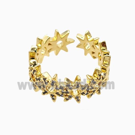 Copper Ring Pave Zircon, Gold Plated