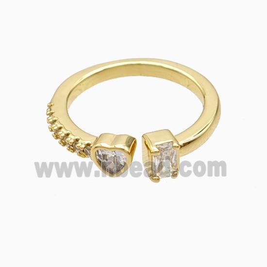Copper Heart Rings Pave Zirconia 18K Gold Plated