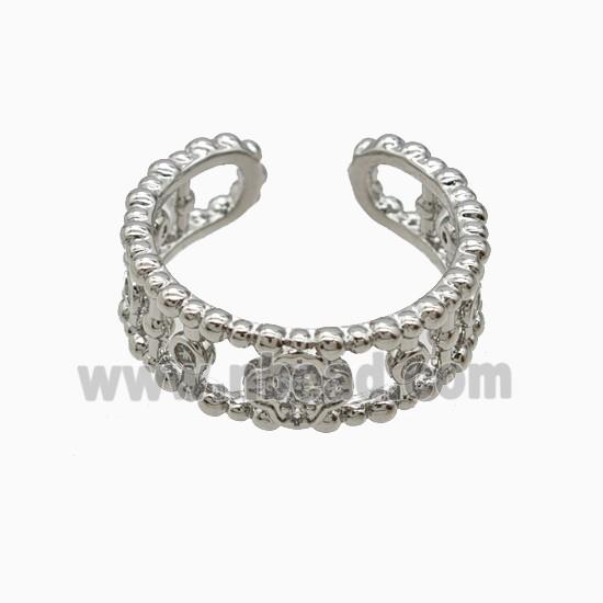 Copper Clover Rings Pave Zirconia Platinum Plated