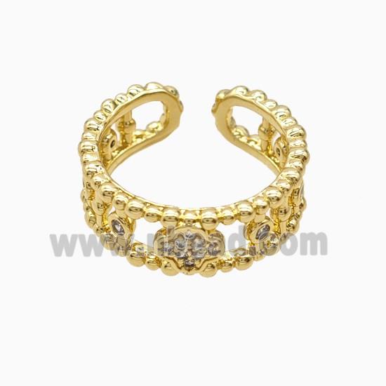 Copper Clover Rings Pave Zirconia 18K Gold Plated