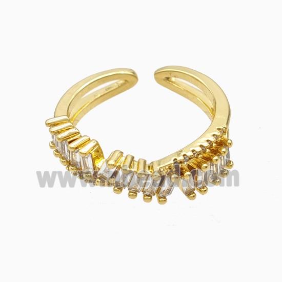 Copper Ring Pave Zircon, Gold Plated