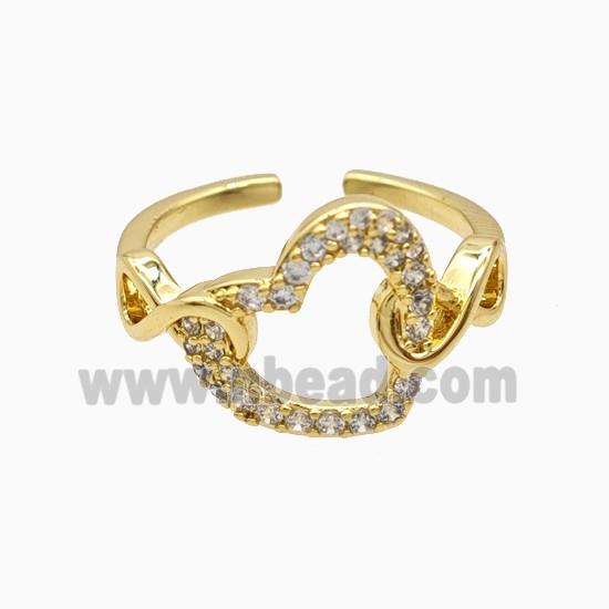 Copper Heart Rings Pave Zirconia 18K Gold Plated