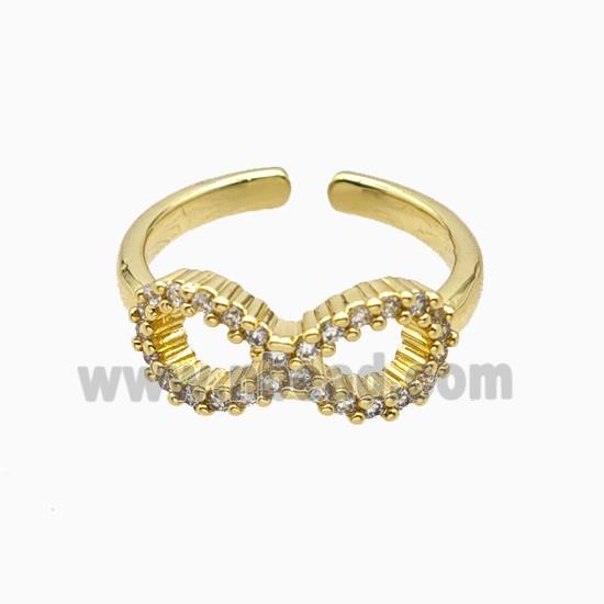 Copper Infinity Rings Pave Zirconia 18K Gold Plated