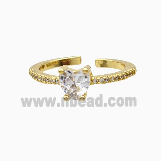 Copper Heart Rings Pave Zirconia 18K Gold Plated