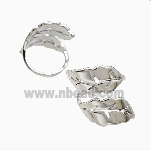 Copper Leaf Rings Platinum Plated