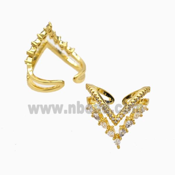 Copper Rings Pave Zirconia 18K Gold Plated