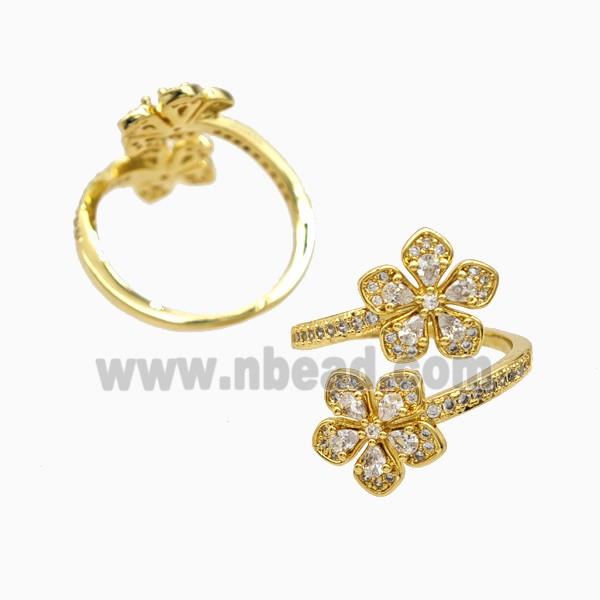 Copper Ring Pave Zircon, Gold Plated