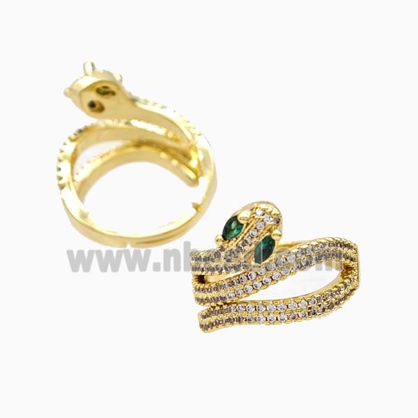 Copper Snake Rings Pave Zirconia 18K Gold Plated