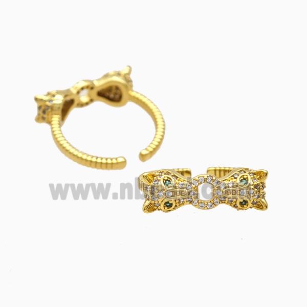 Copper Leopard Rings Pave Zirconia 18K Gold Plated
