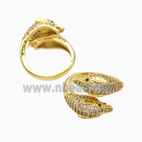 Copper Snake Rings Pave Zirconia 18K Gold Plated