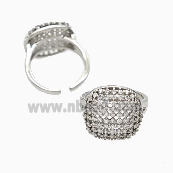 Copper Rings Pave Zirconia Hollow Platinum Plated