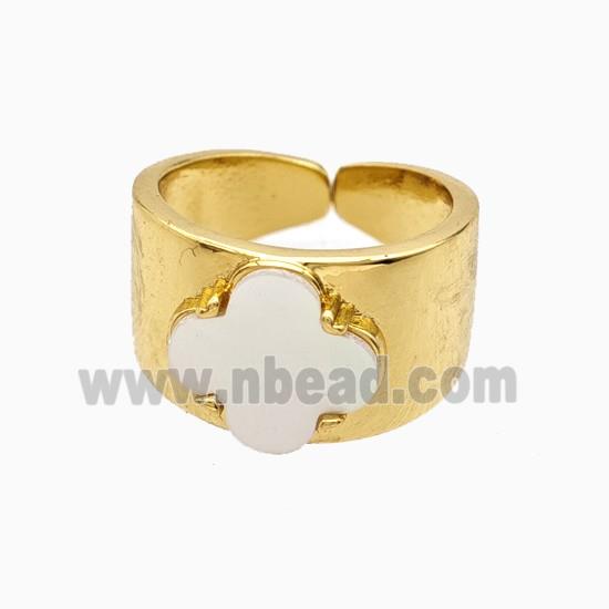 Copper Clover Rings Pave Shell 18K Gold Plated