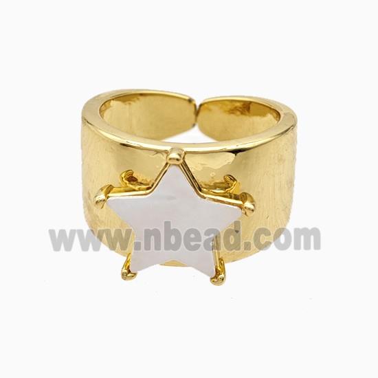 Copper Star Rings Pave Shell 18K Gold Plated