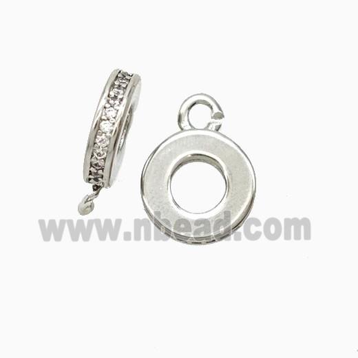 Copper Bail Pave Zirconia Platinum Plated