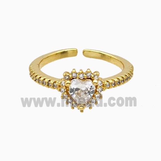 Copper Heart Rings Pave Zirconia 18K Gold Plated