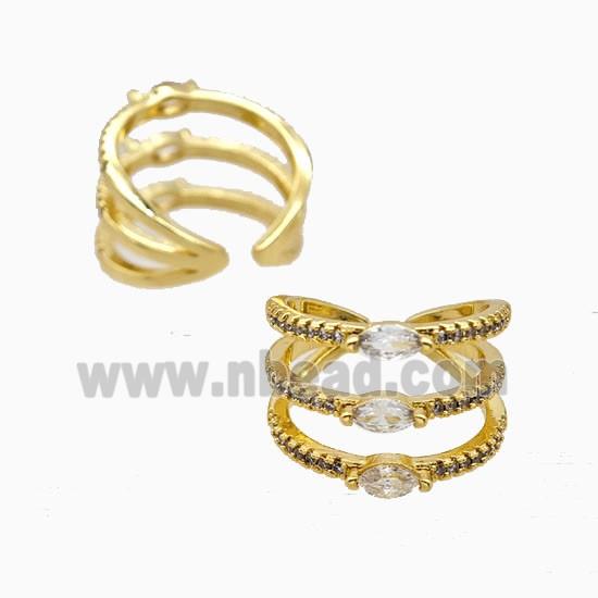 Copper Rings Pave Zirconia 18K Gold Plated