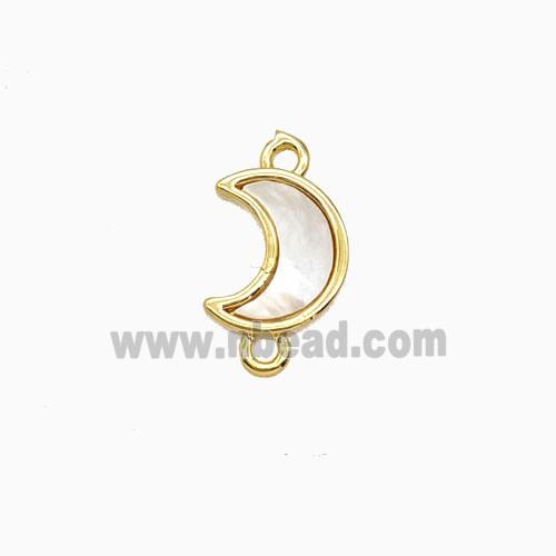 Copper Moon Connector Pave Shell 18K Gold Plated