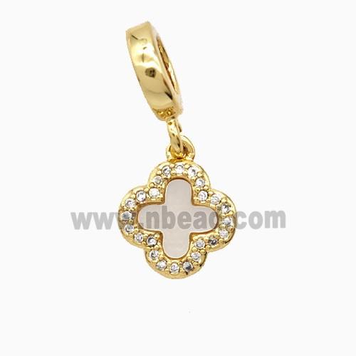 Copper Clover Pendant Pave Zirconia Shell 18K Gold Plated