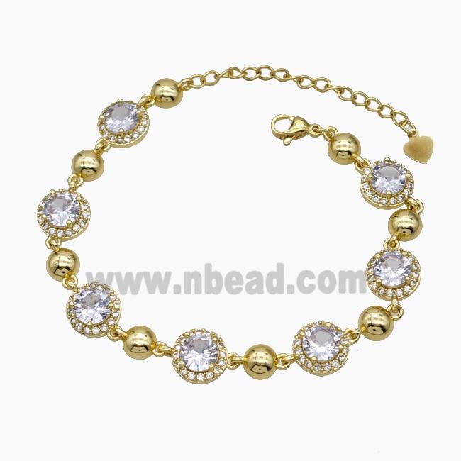 Copper Bracelet Pave Zirconia Gold Plated
