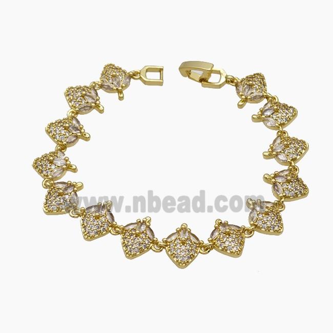Copper Strawberry Bracelet Pave Zirconia Gold Plated