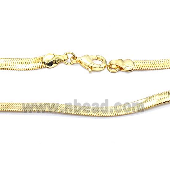 Copper Necklace Chain Flat Snake Gold Plated