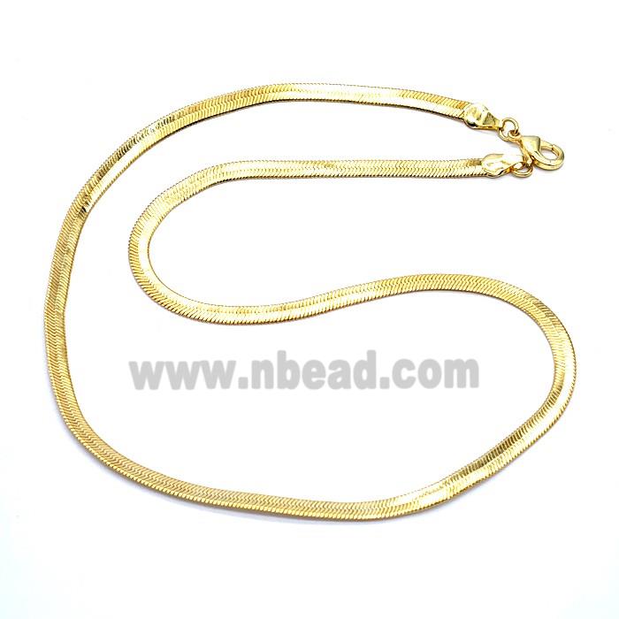 Copper Necklace Chain Flat Snake Gold Plated