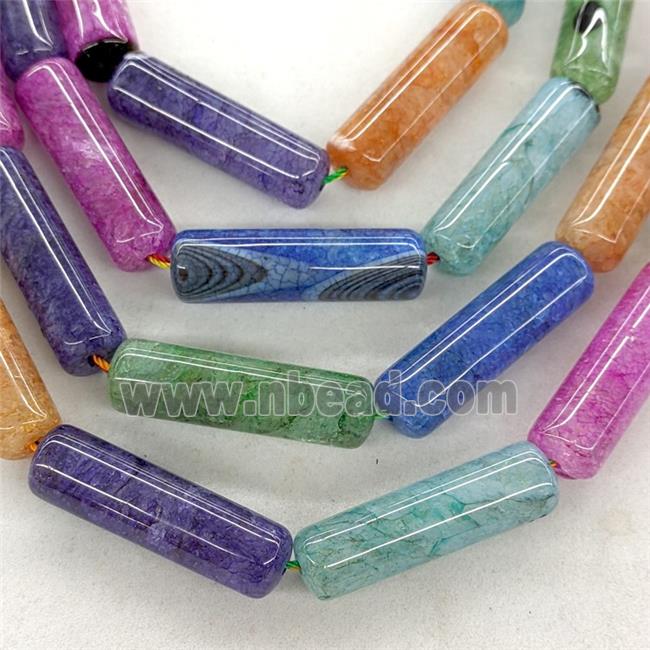 Natural Agate Druzy Tube Beads Mixed Color Dye Column