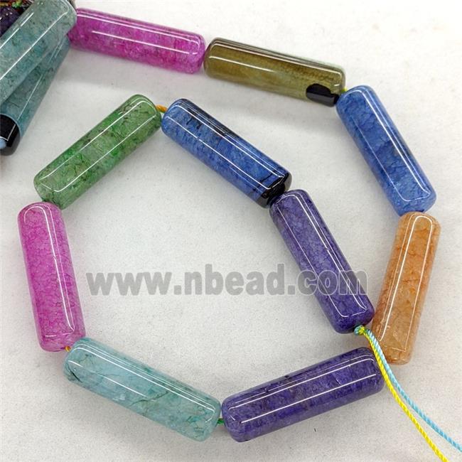 Natural Agate Druzy Tube Beads Mixed Color Dye Column