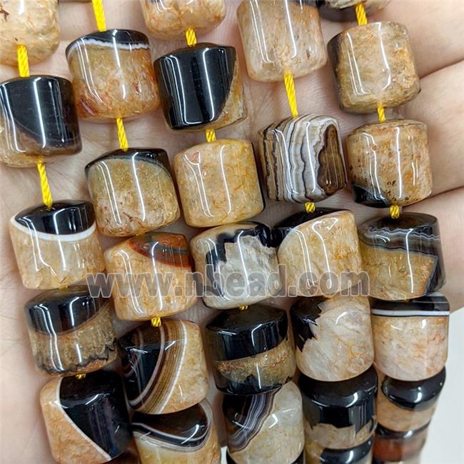 Natural Agate Druzy Column Beads Orange Dye