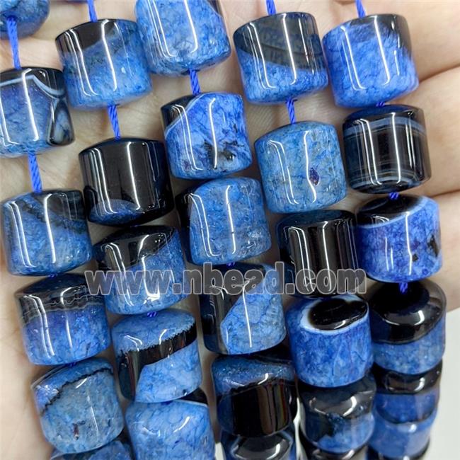 Natural Agate Druzy Column Beads Skyblue Dye